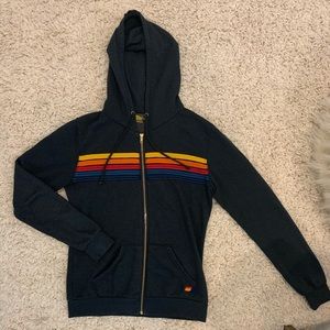 AVIATOR NATION! 5 Stripe Hoodie (Charcol) ❤️🧡💛💙